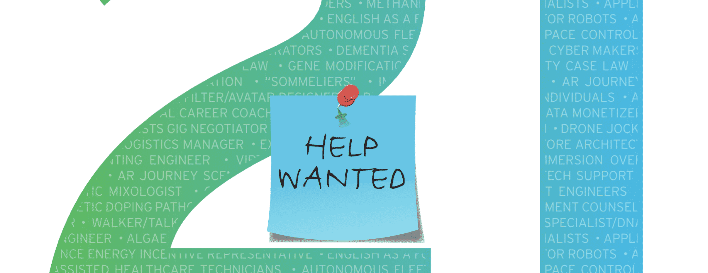 A help wanted post-it note