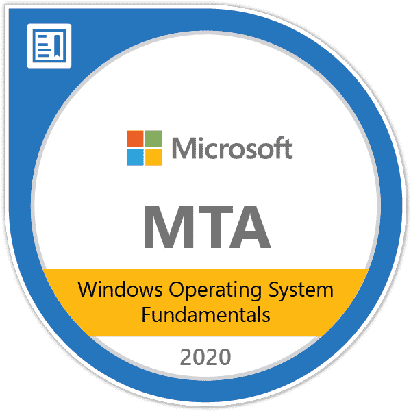 Microsoft MTA Windows Operating Fundamentals 2020 large badge