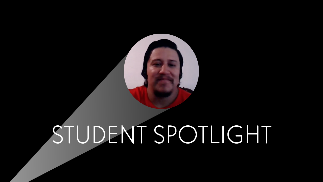 A student spotlight graphic featuring CIAT student graduate Enoc Torres