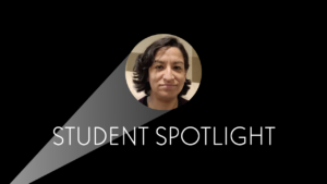 Student Spotlight graphic showcasing CIS degree graduate Andrea Vega