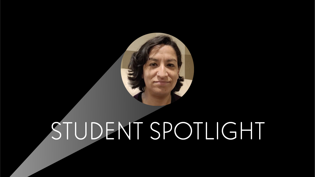 Student Spotlight graphic showcasing CIS degree graduate Andrea Vega